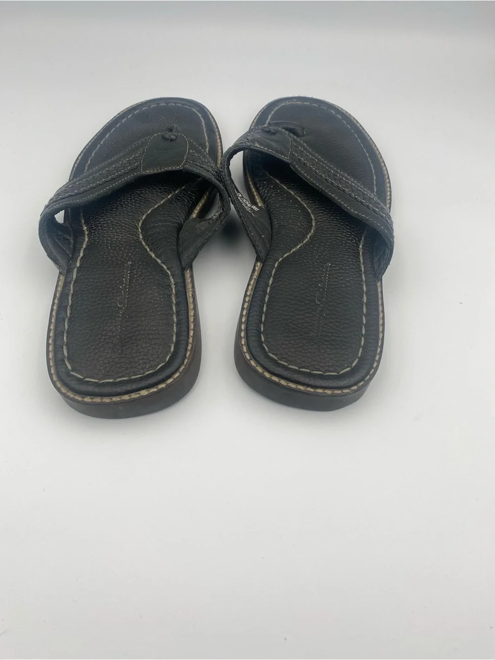 Tommy Bahama Black Leather Flip-Flops